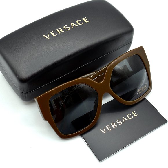 NEW VERSACE VE4402 BROWN/GREEN DARK GREY LENS AUTHENTIC SUNGLASSES - Picture 10 of 11